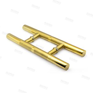 دستگیره لوله ای خط دار وسط مات 40 سانت استیل طلایی این نوع دستگیره برای درب های سکوریت شیشه