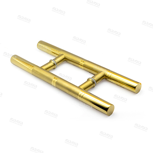 دستگیره لوله ای خط دار وسط مات 40 سانت استیل طلایی این نوع دستگیره برای درب های سکوریت شیشه